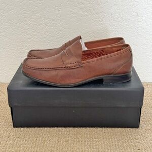 Alfani Cameron Brown Leather Loafers Size 8